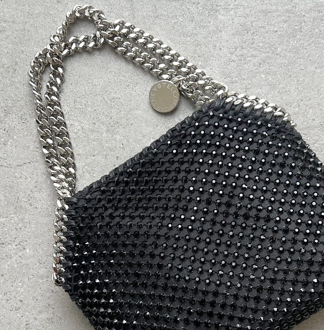 Falabella Abendtasche aus Kristallmesh, Schwarze Taschen_Stella Mccartney_Taschen