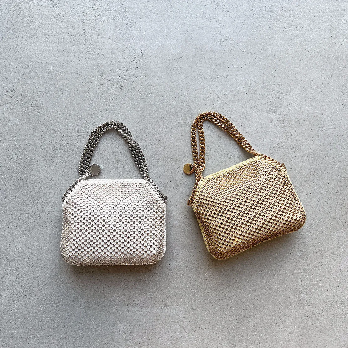 Falabella Abendtasche aus Kristallnetz, Honigtöne_Taschen von Stella Mccartney