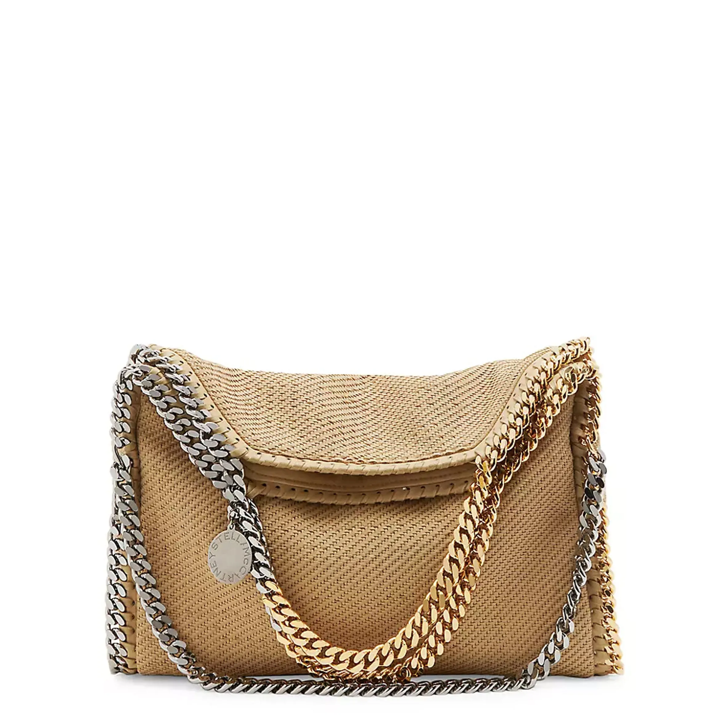 Falabella Große 3-Ketten-Tasche in gewebtem Wildleder, Hellkamel Taschen_Stella Mccartney_Taschen