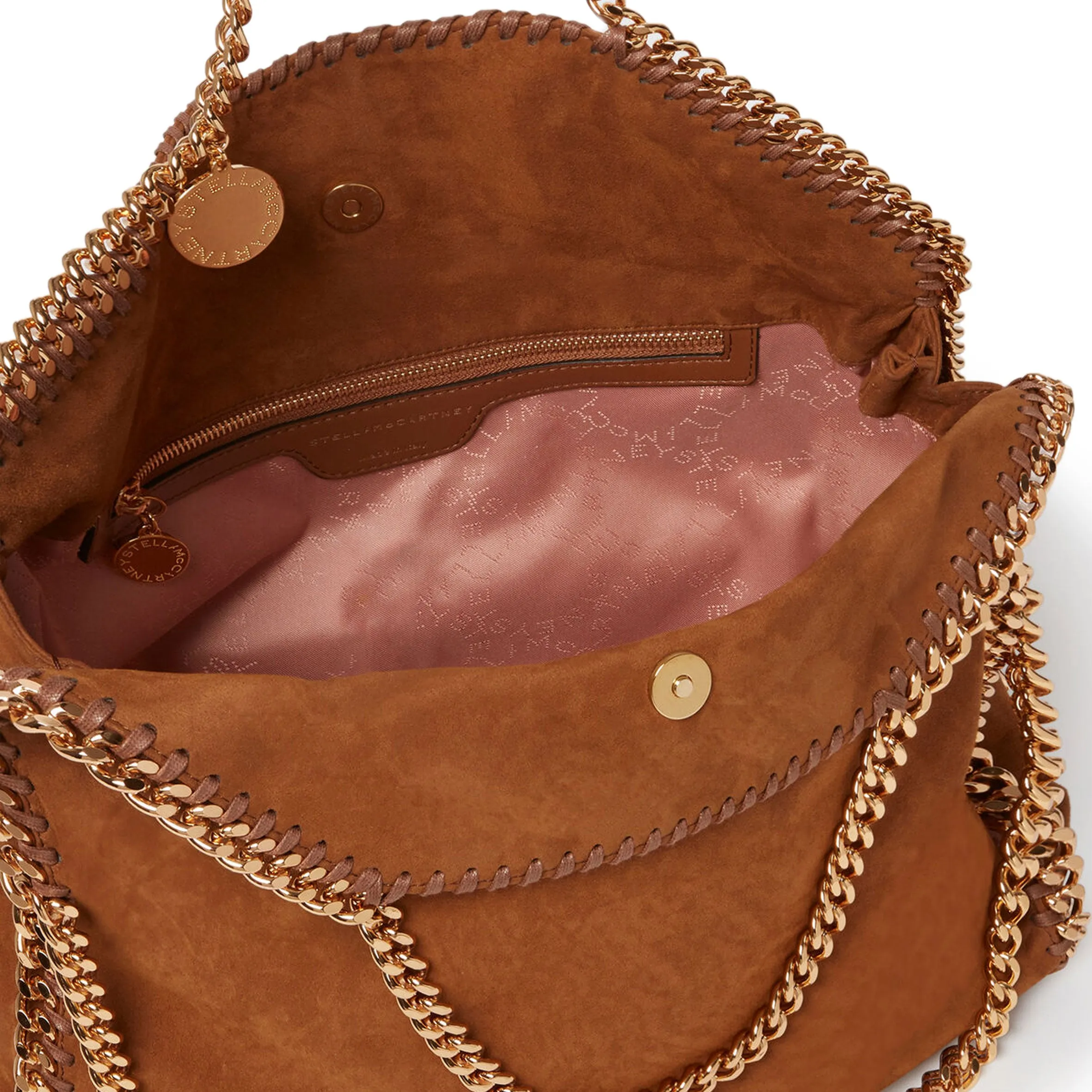 Falabella Große 3-Ketten-Tasche, Wildleder, Cognac Taschen_Stella Mccartney_Taschen