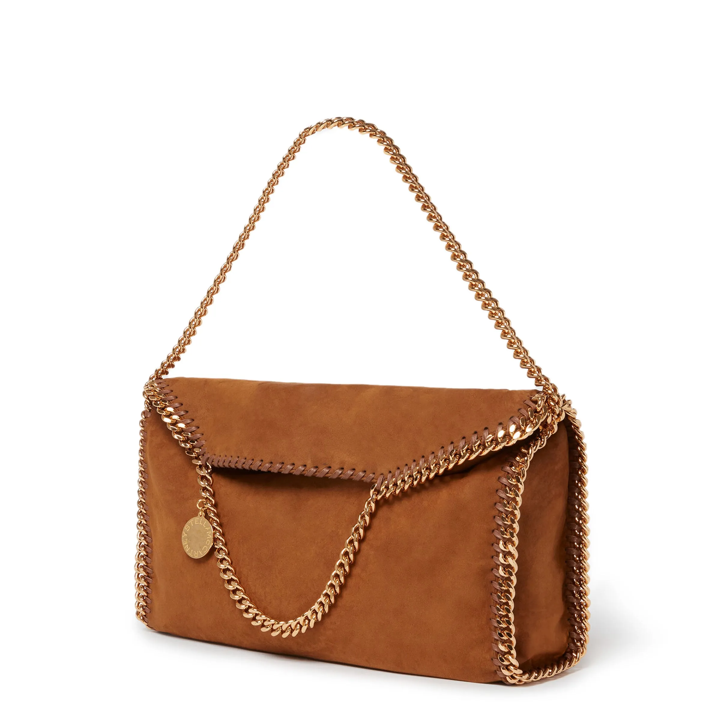Falabella Große 3-Ketten-Tasche, Wildleder, Cognac Taschen_Stella Mccartney_Taschen