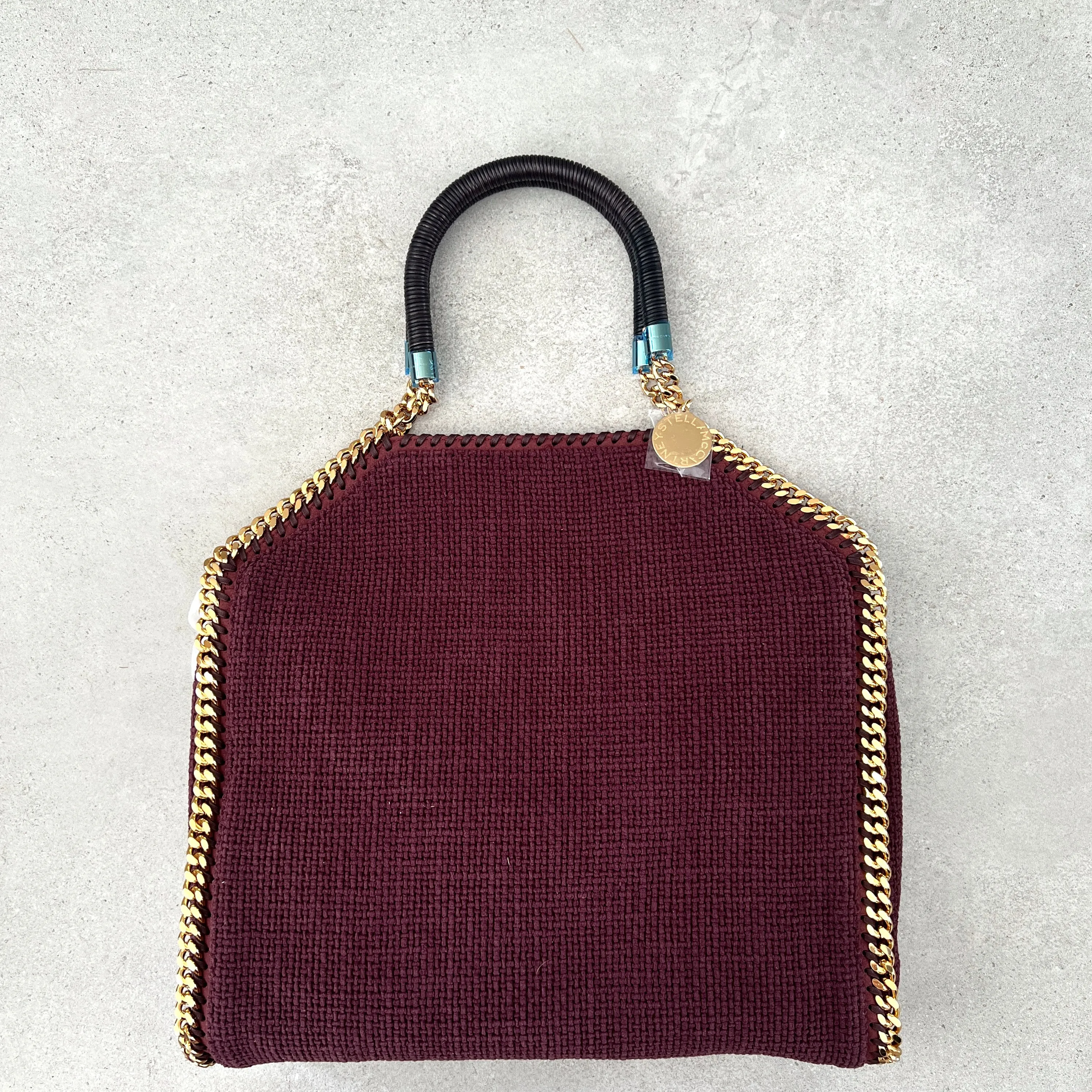 Falabella Große 3-Ketten-Tasche mit Geflochtenem Griff, Pflaumenfarbene Taschen_Stella Mccartney_Taschen