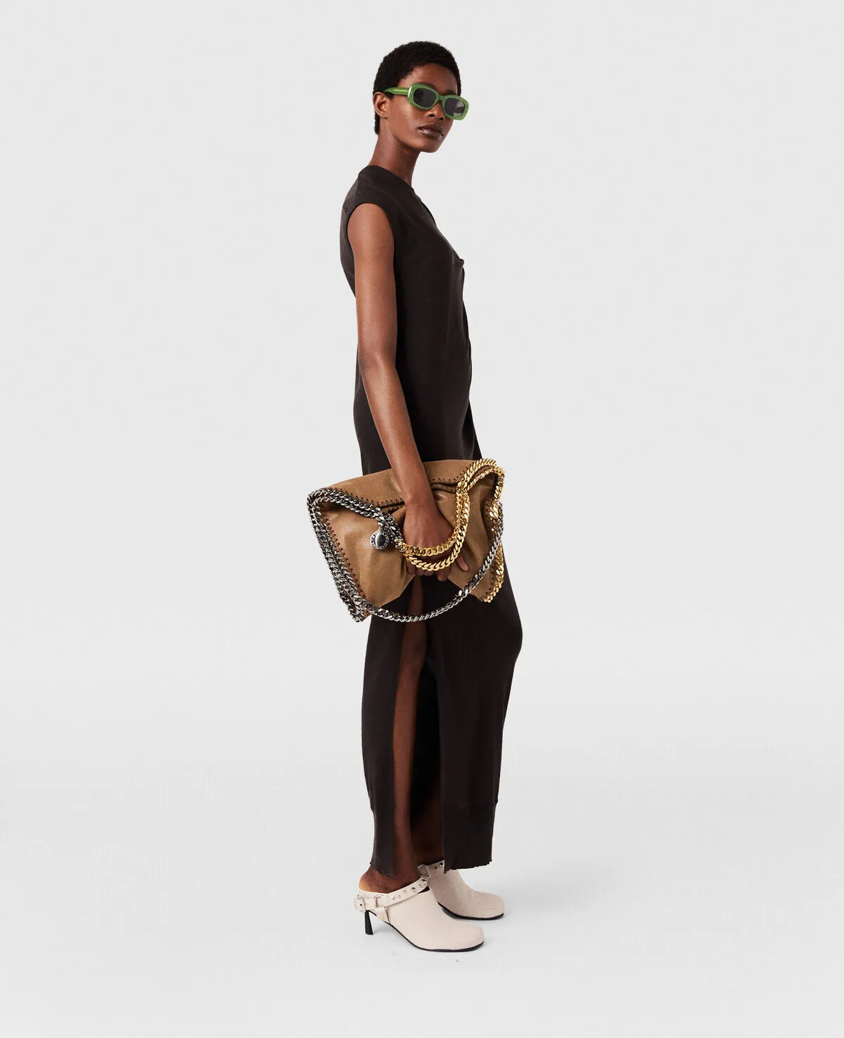 Falabella Große Tragetasche mit Mix-Kette, Pekannuss Taschen_Stella Mccartney_Taschen