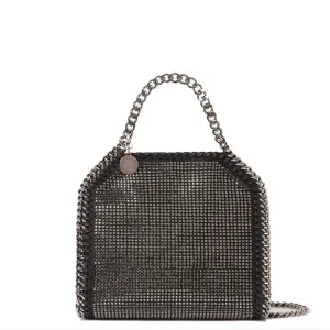 Falabella Mini-Tragetasche, Kristall-Hotfix, Schwarz/Hämatit Taschen_Stella Mccartney_Taschen