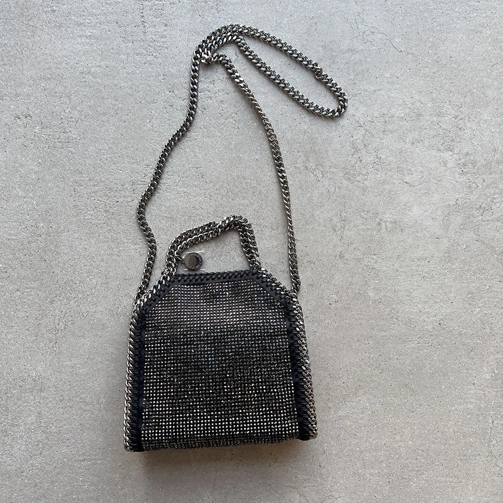 Falabella Mini-Tragetasche, Kristall-Hotfix, Schwarz/Hämatit Taschen_Stella Mccartney_Taschen