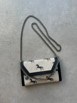 Falabella WOC Pferde Jacquard-Stoff, Creme/Schwarz Taschen_Stella Mccartney_Taschen