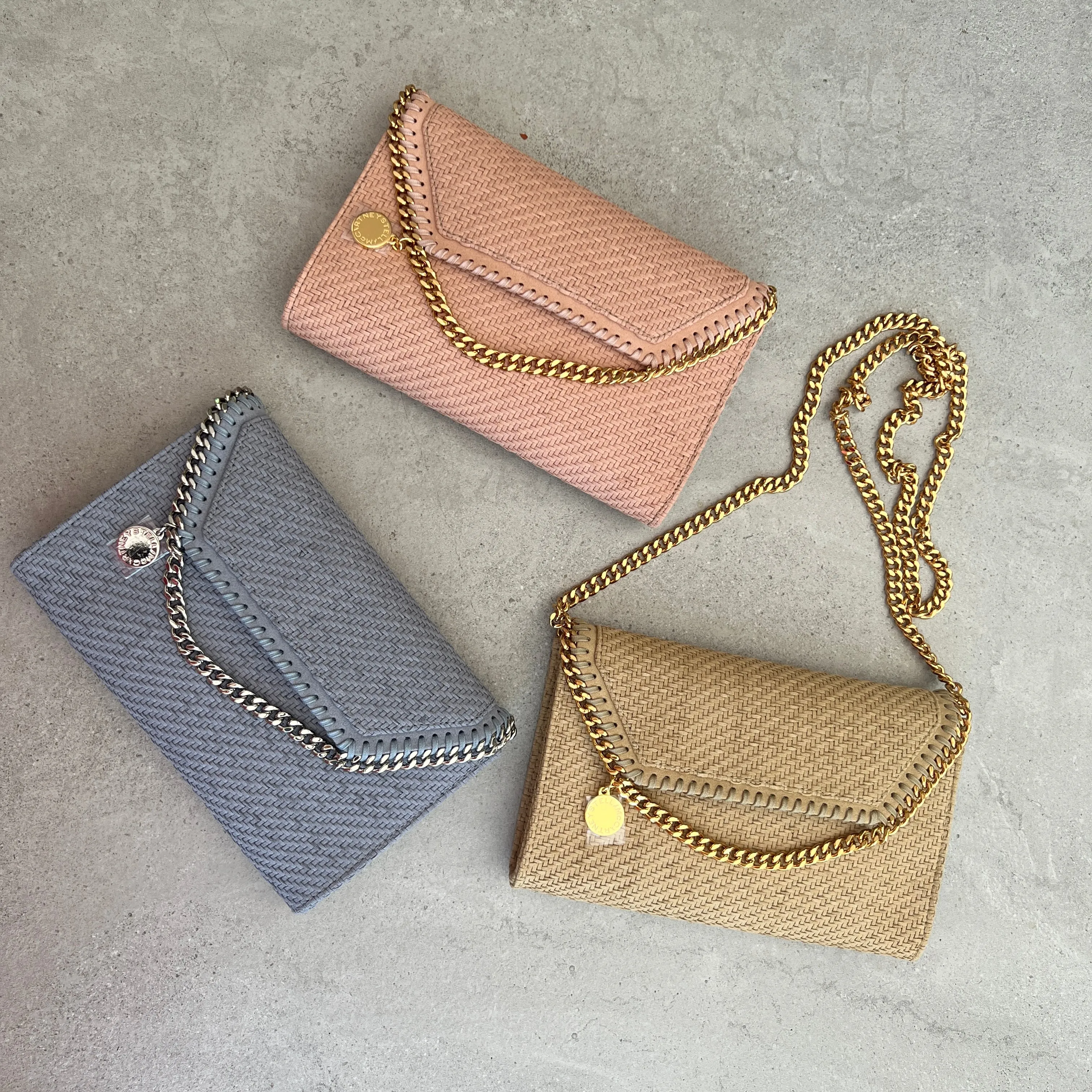 Falabella WOC Gewebter Veganer Wildleder, Blau Grau Taschen_Stella Mccartney_Taschen