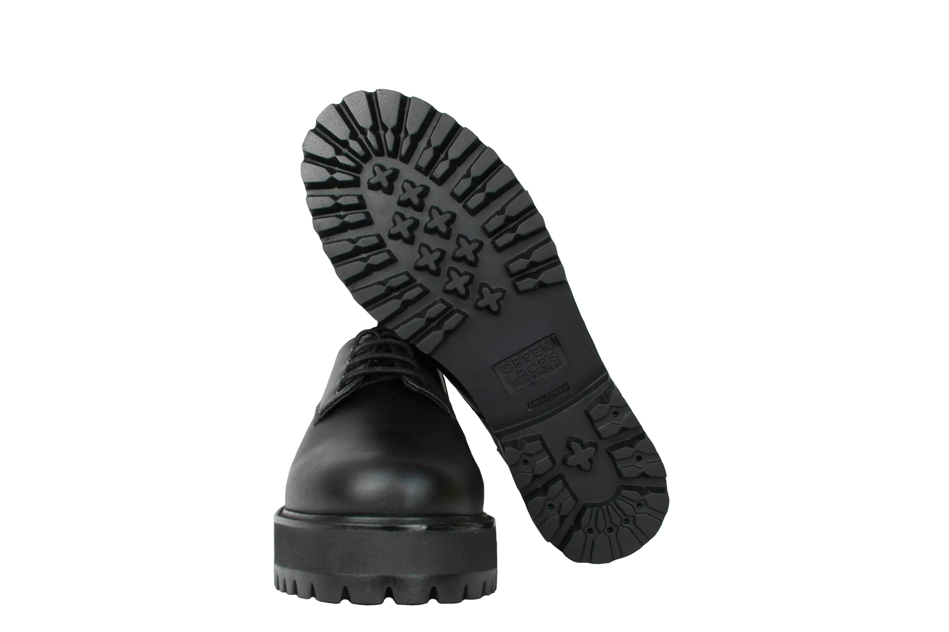 Farah Unisex Veganer Leder Chunky Derby | Schwarz