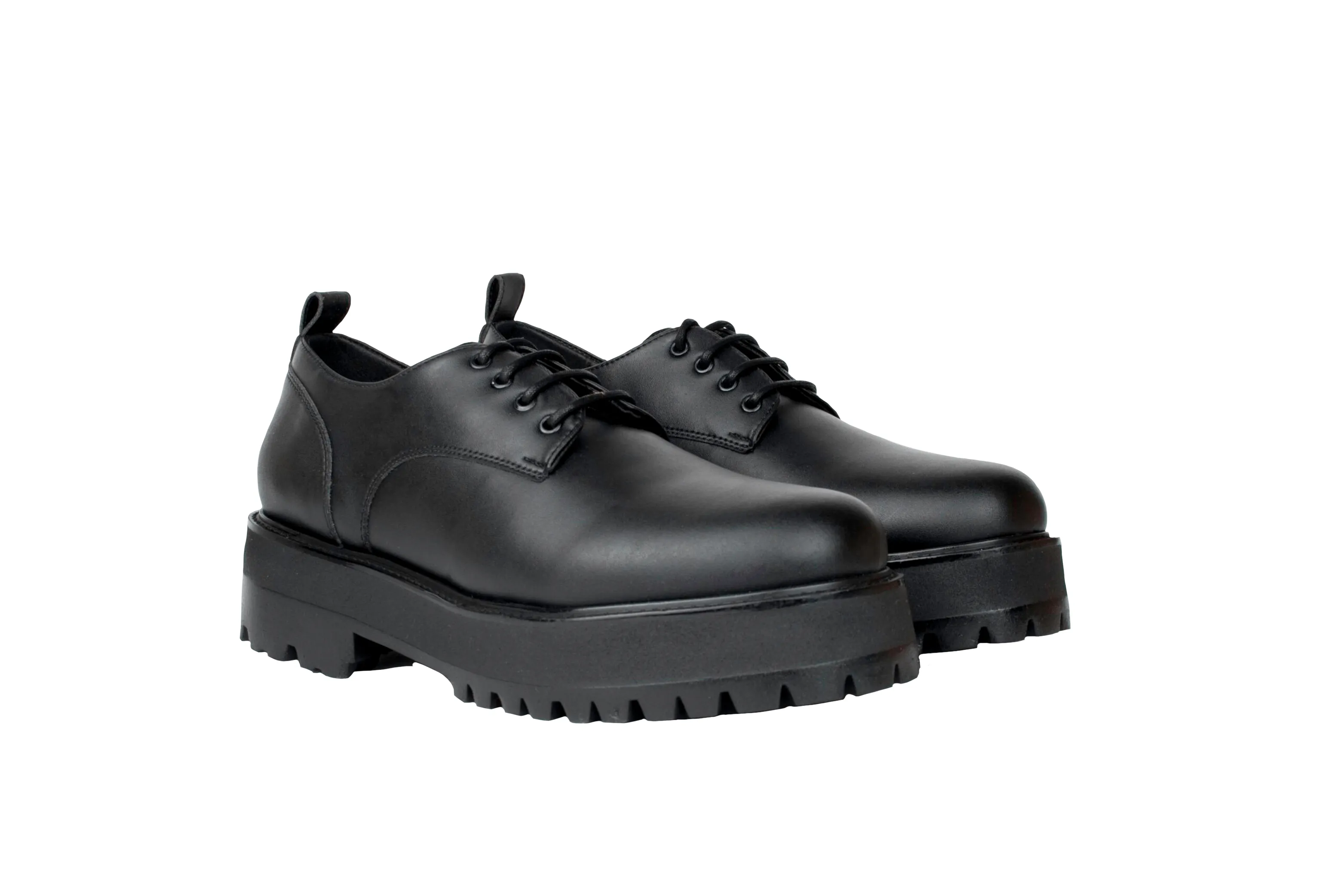 Farah Unisex Veganer Leder Chunky Derby | Schwarz