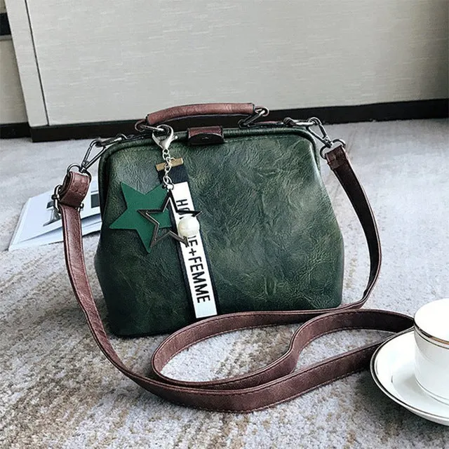 Mode Damen Handtasche Neue Weibliche Stern Anhänger Quaste Nieten PU Leder Umhängetasche Schultertasche Casual Berühmter Arzt Damen Taschen Fashion Nova Taschen