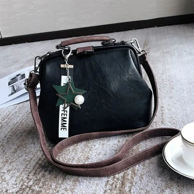 Mode Damen Handtasche Neue Weibliche Stern Anhänger Quaste Nieten PU Leder Umhängetasche Schultertasche Casual Berühmter Arzt Damen Taschen Fashion Nova Taschen