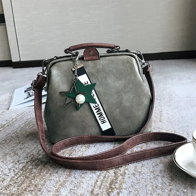 Mode Damen Handtasche Neue Weibliche Stern Anhänger Quaste Nieten PU Leder Umhängetasche Schultertasche Casual Berühmter Arzt Damen Taschen Fashion Nova Taschen