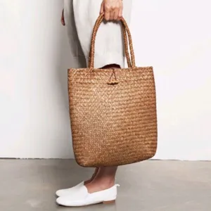 FGGS-Damen Handtasche Sommer Strandtasche Rattan Geflochten Handgefertigt Gestrickte Stroh Große Kapazität Tragetaschen Damen Schultertasche Boho Neu Mode Nova Taschen