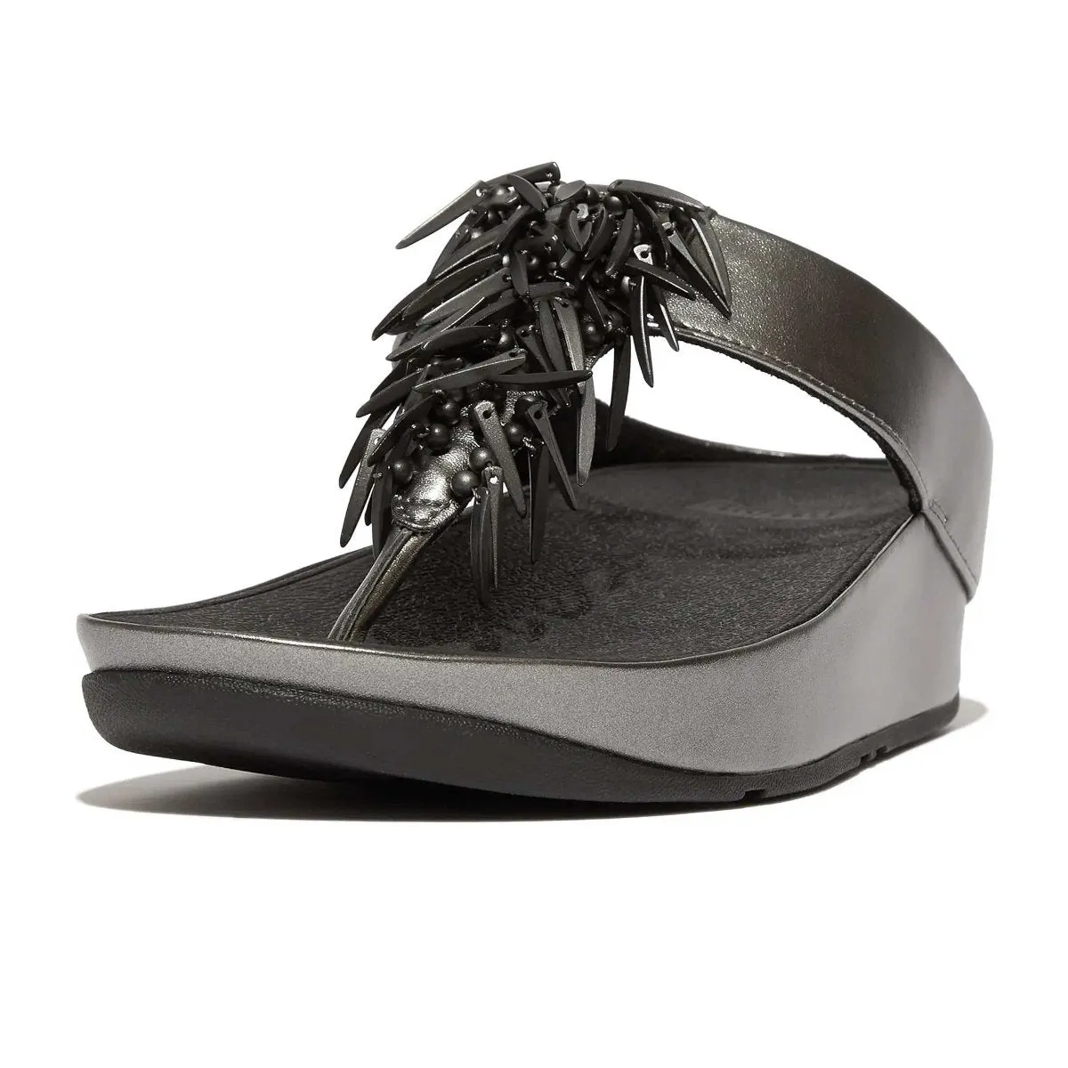 FitFlop Damen Rumba Perlen Zinn/Schwarz Zehenstegsandale