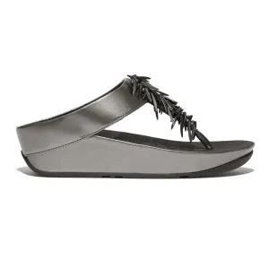 FitFlop Damen Rumba Perlen Zinn/Schwarz Zehenstegsandale