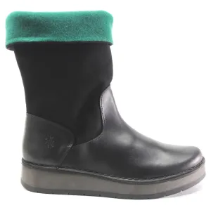Fly London Rula083Fly Leder Stiefel mit Reißverschluss für Damen, mittlere Schafthöhe