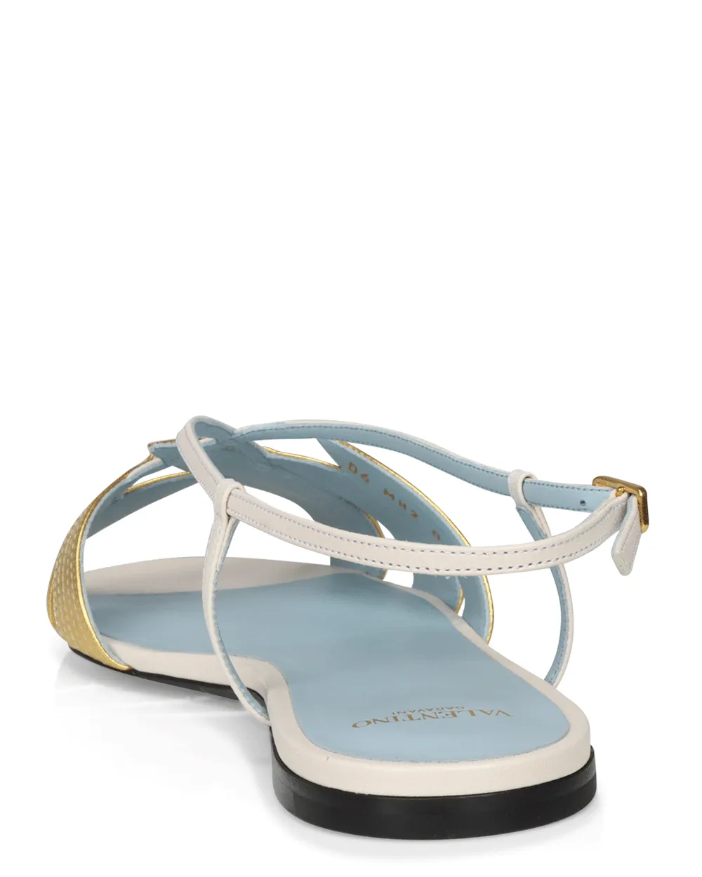 Foliefoliage Zweifarbiger Slingback-Sandal in Elfenbein und Gold