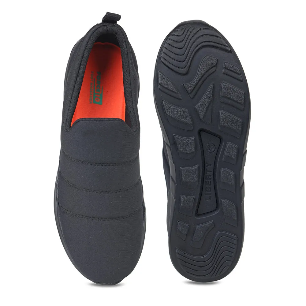 Force 10 Nicht schnürbare schwarze lässige Schlupfschuhe für Damen AVILA-BLK von Liberty