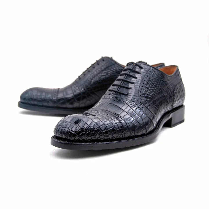 Gälische Alligator-Schnürschuhe - Schwarz