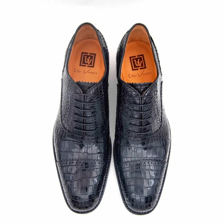 Gälische Alligator-Schnürschuhe - Schwarz