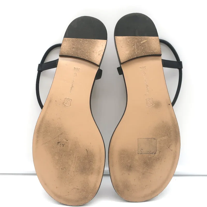 Gianvito Rossi Jaey Flache Badelatschen Schwarz Leder Größe 39.5