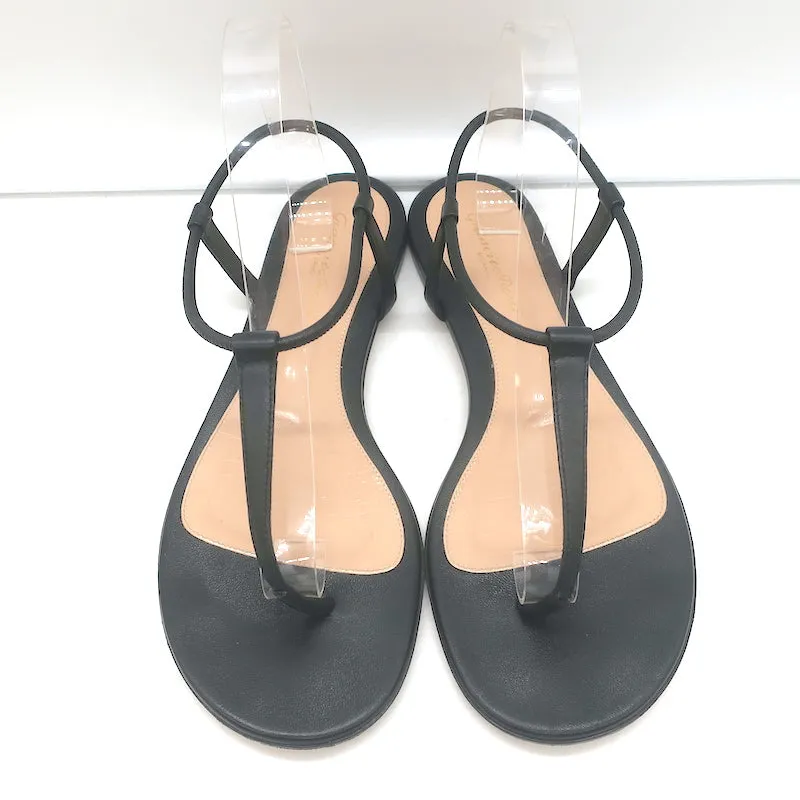 Gianvito Rossi Jaey Flache Badelatschen Schwarz Leder Größe 39.5