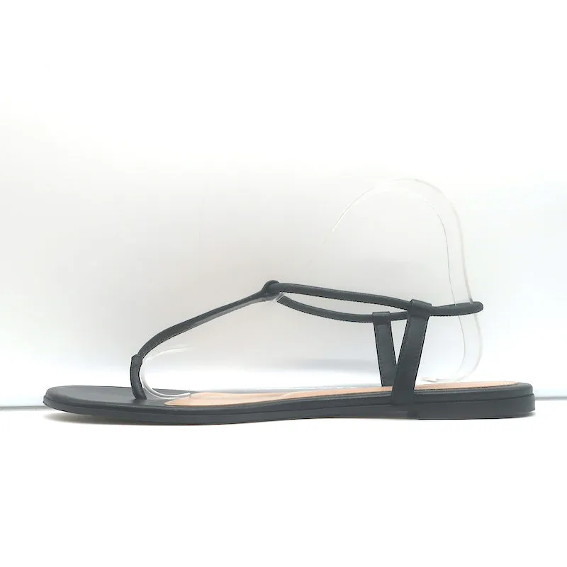 Gianvito Rossi Jaey Flache Badelatschen Schwarz Leder Größe 39.5