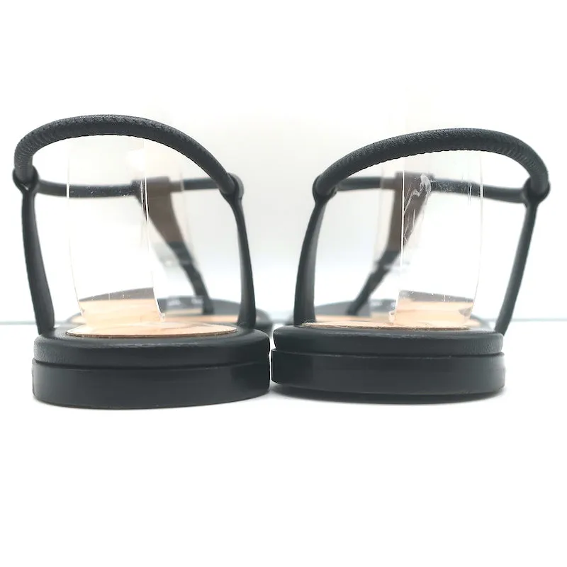 Gianvito Rossi Jaey Flache Badelatschen Schwarz Leder Größe 39.5