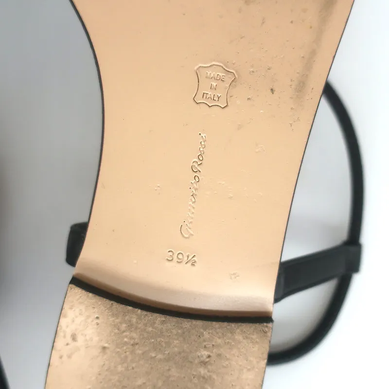 Gianvito Rossi Jaey Flache Badelatschen Schwarz Leder Größe 39.5