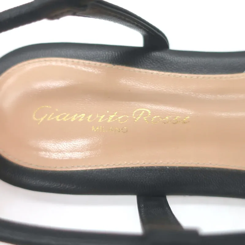 Gianvito Rossi Jaey Flache Badelatschen Schwarz Leder Größe 39.5