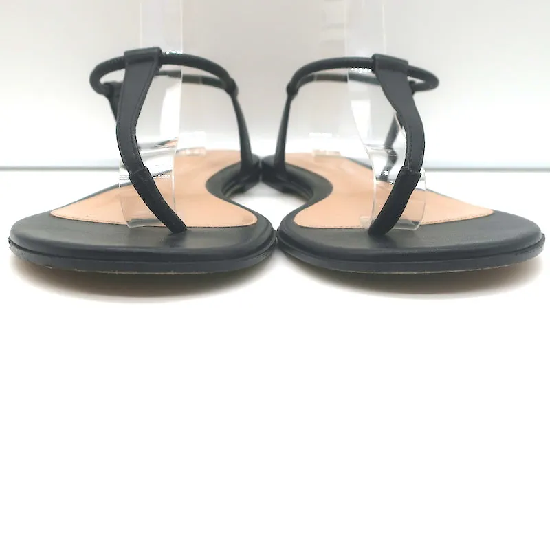 Gianvito Rossi Jaey Flache Badelatschen Schwarz Leder Größe 39.5