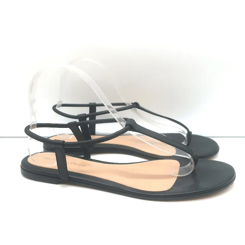 Gianvito Rossi Jaey Flache Badelatschen Schwarz Leder Größe 39.5