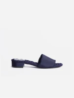 Giorgia Vegan Cotton Slide Sandalen | Marinefarbenes Grosgrain