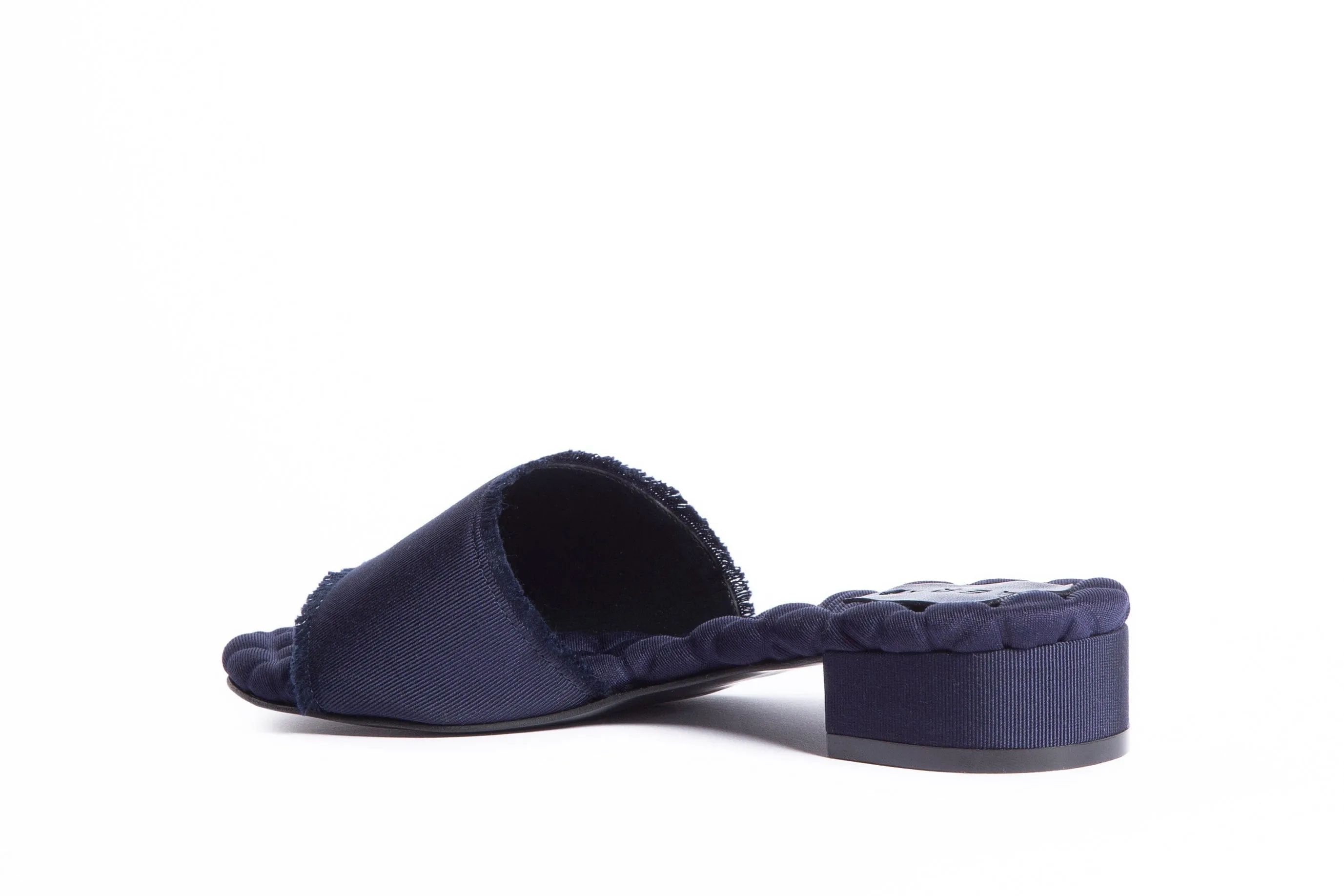 Giorgia Vegan Cotton Slide Sandalen | Marinefarbenes Grosgrain