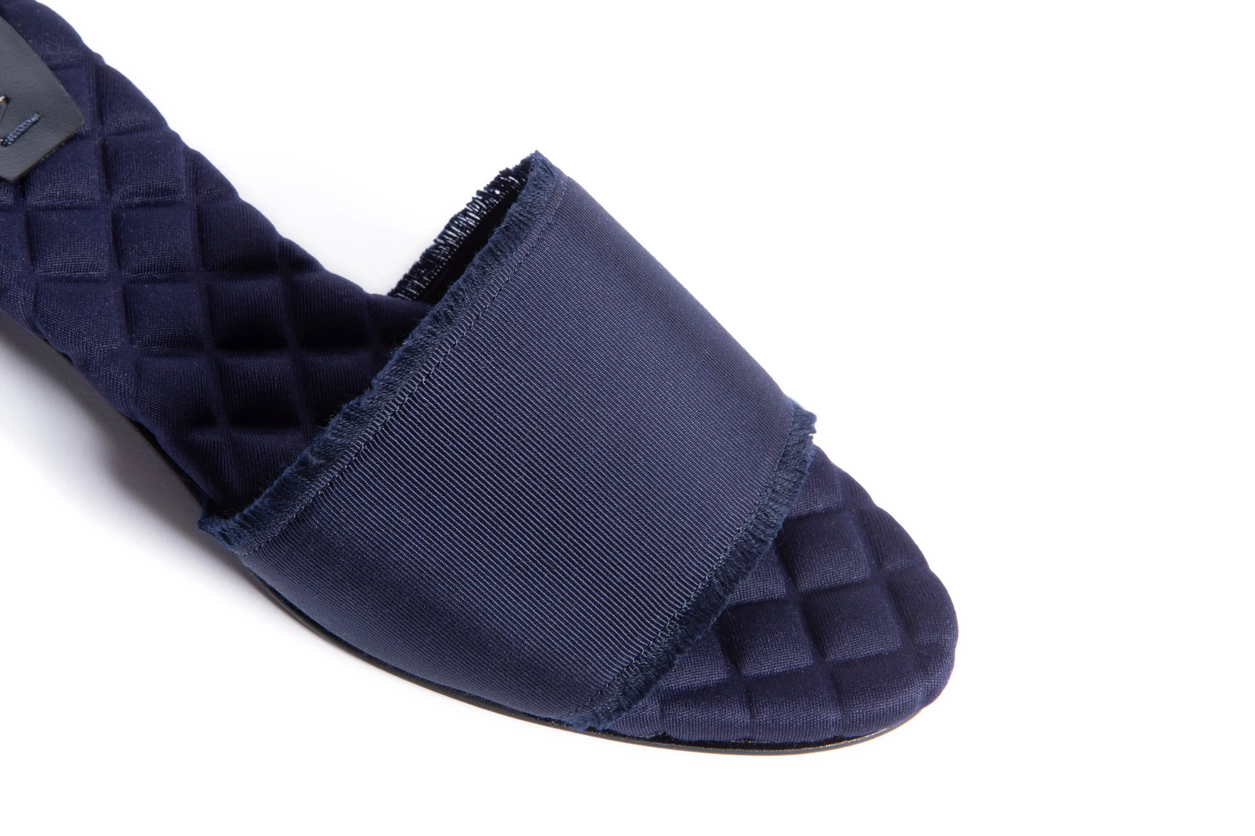 Giorgia Vegan Cotton Slide Sandalen | Marinefarbenes Grosgrain