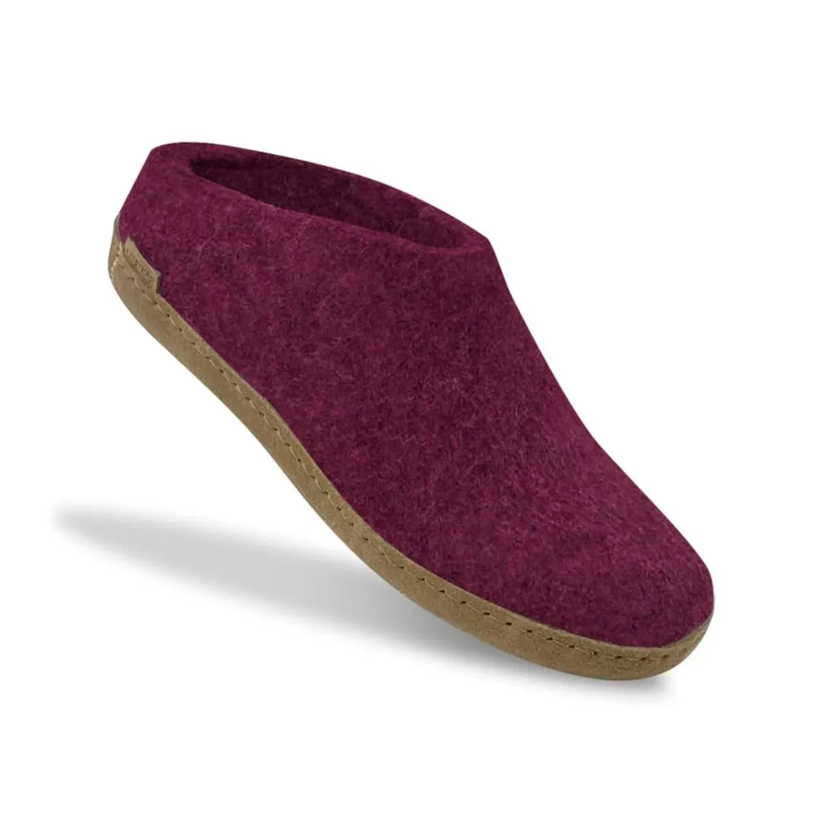 Glerups Damen Modell B Pantoffel mit Ledersohle Preiselbeere