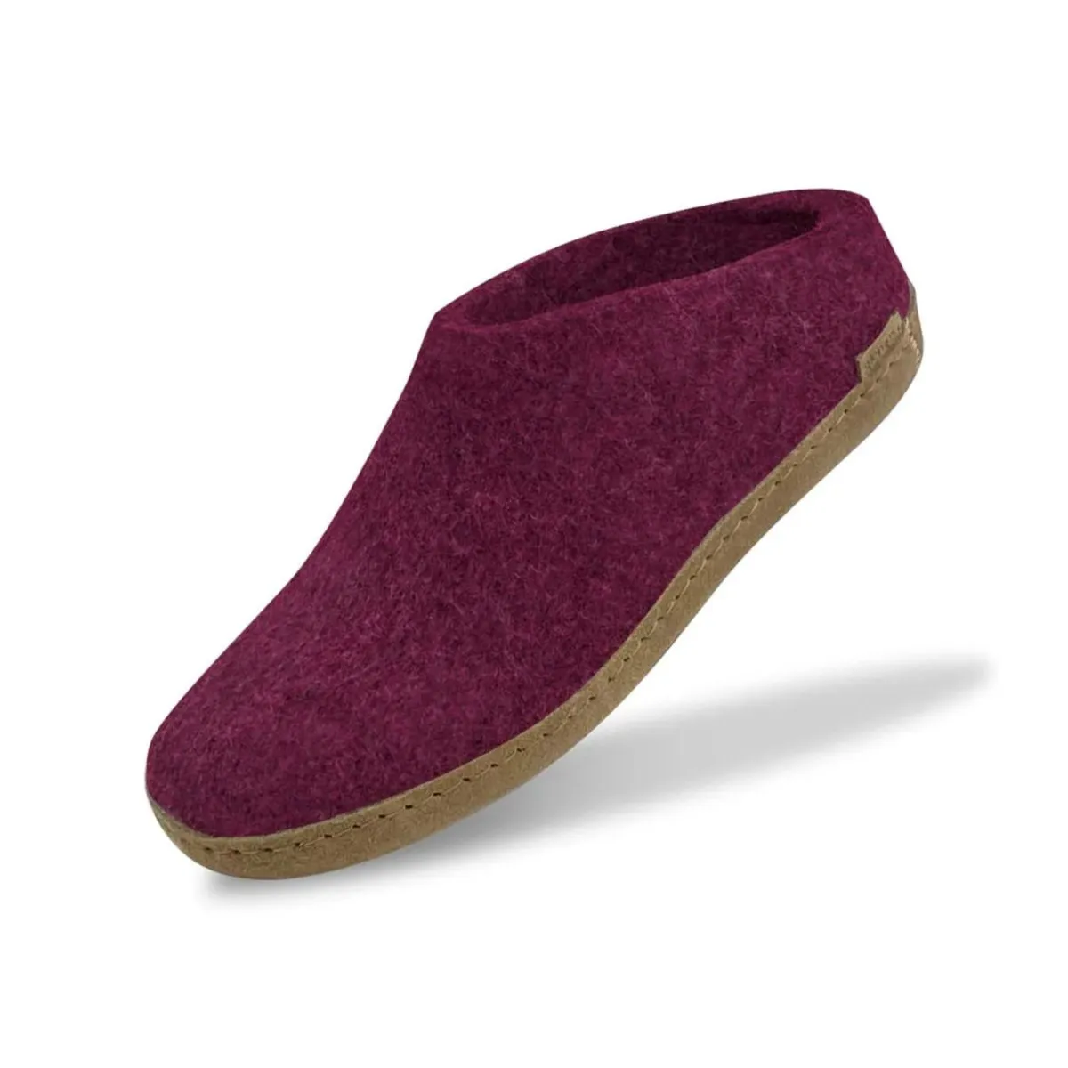 Glerups Damen Modell B Pantoffel mit Ledersohle Preiselbeere