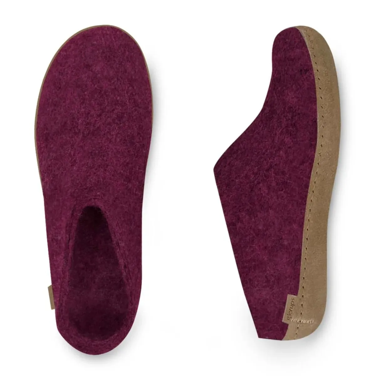Glerups Damen Modell B Pantoffel mit Ledersohle Preiselbeere