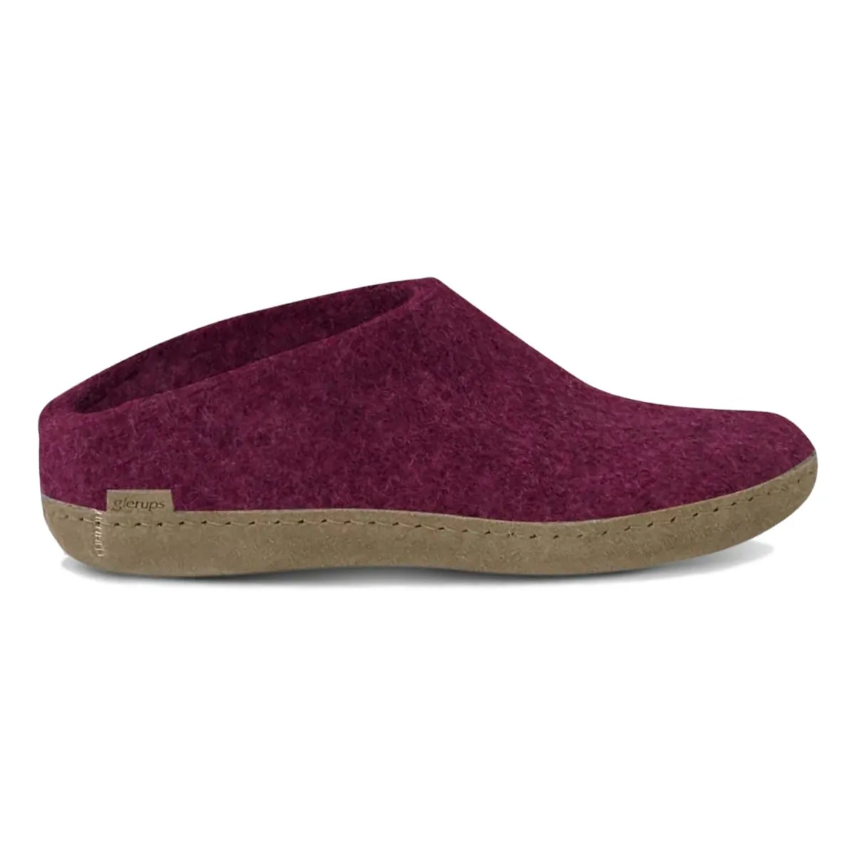 Glerups Damen Modell B Pantoffel mit Ledersohle Preiselbeere