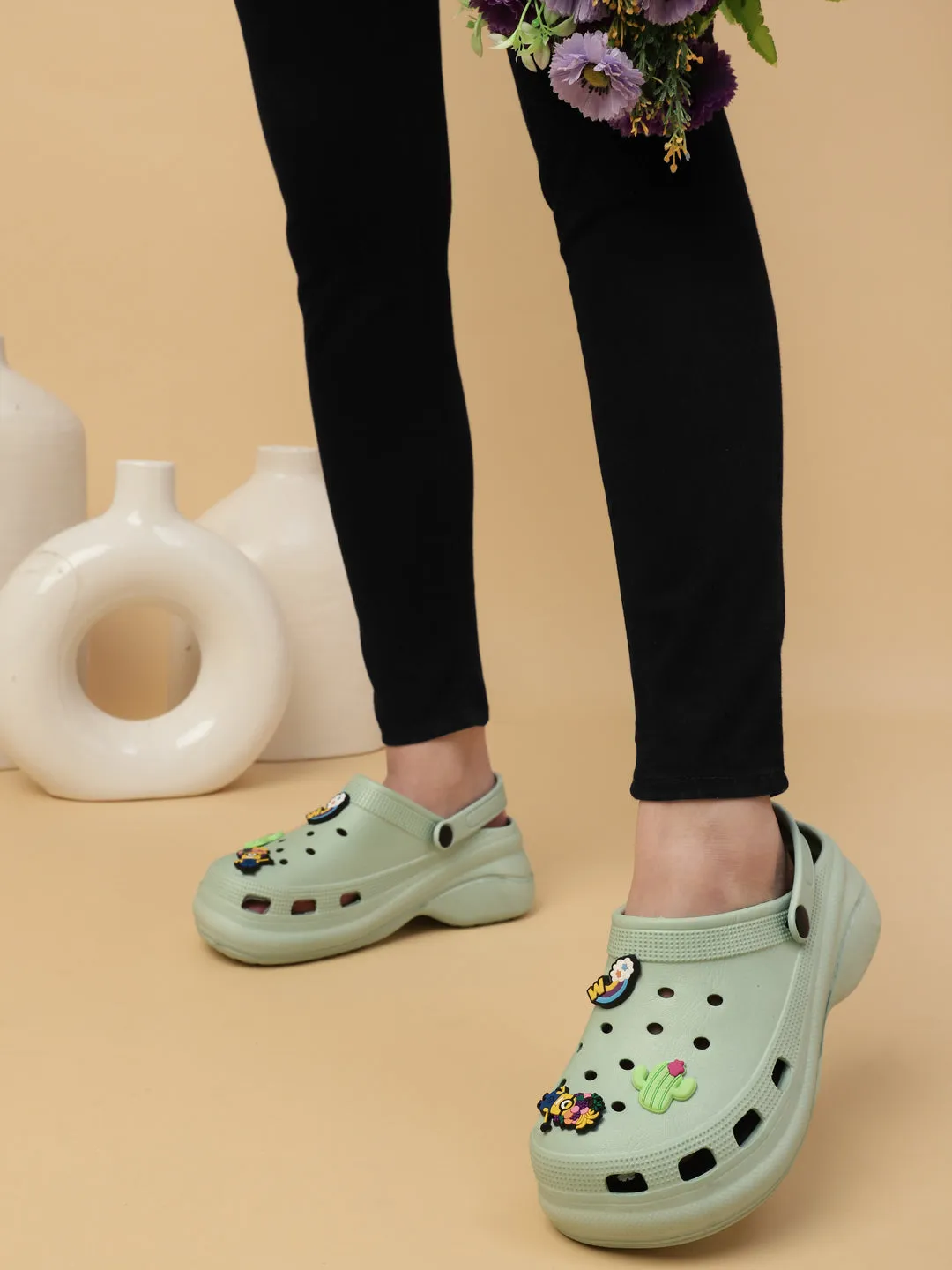 Stilvolle grüne Schlupf-Clogs für Damen (TC-LCLOG5-GRN)