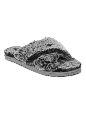 Graue Faux-Fell-Flauschige Schlüpfer