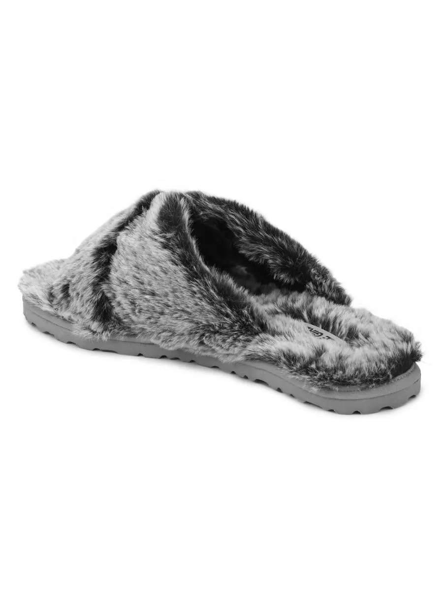 Graue Faux-Fell-Flauschige Schlüpfer