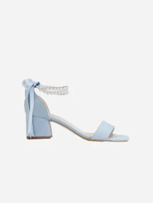 Illy Vegan Wildleder Perlen Blockabsätze | Blau