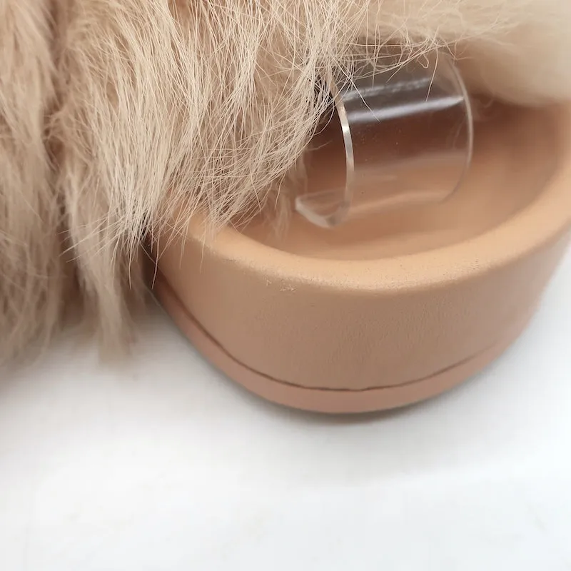 Jil Sander Toscana Shearling Slide Sandalen in Nude Größe 39