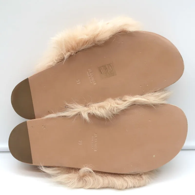 Jil Sander Toscana Shearling Slide Sandalen in Nude Größe 39