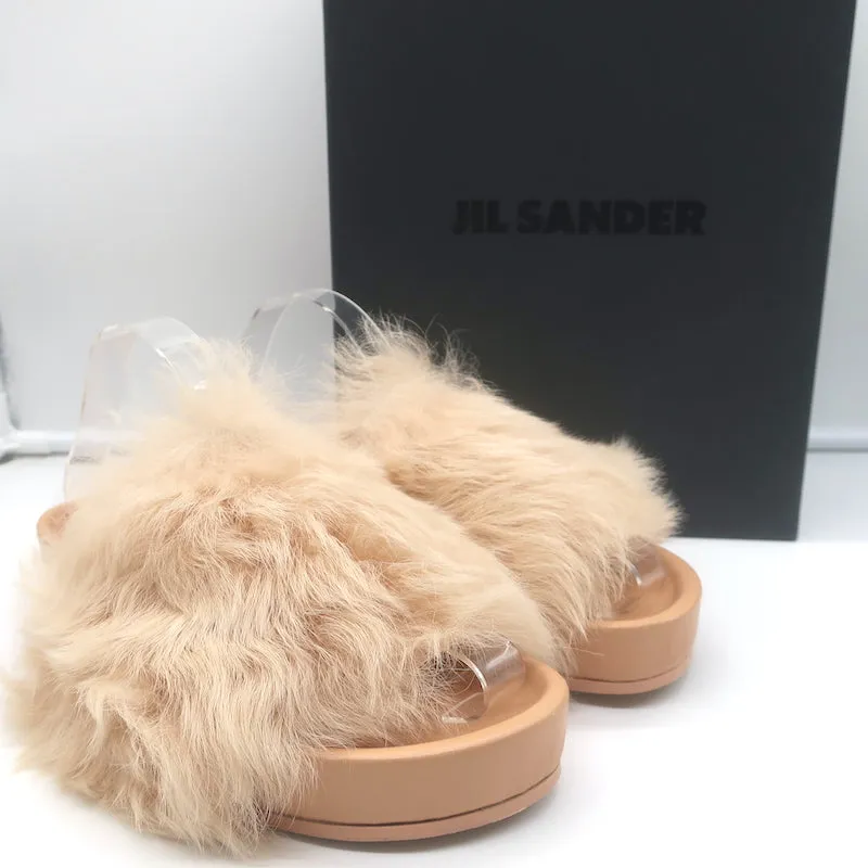 Jil Sander Toscana Shearling Slide Sandalen in Nude Größe 39