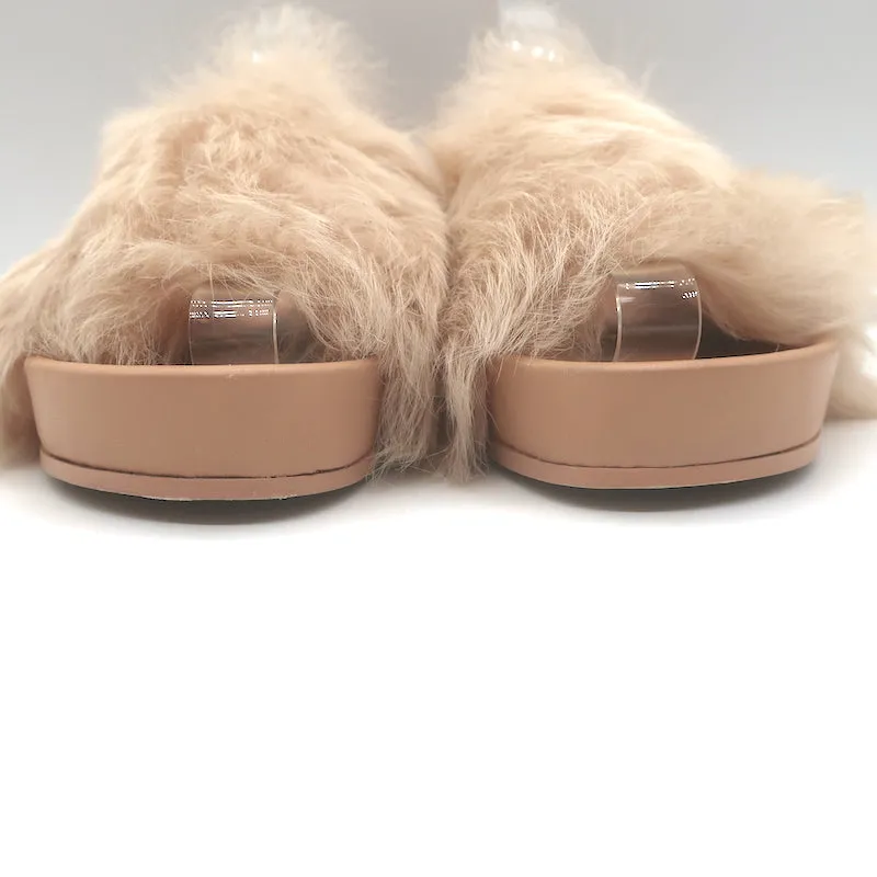 Jil Sander Toscana Shearling Slide Sandalen in Nude Größe 39