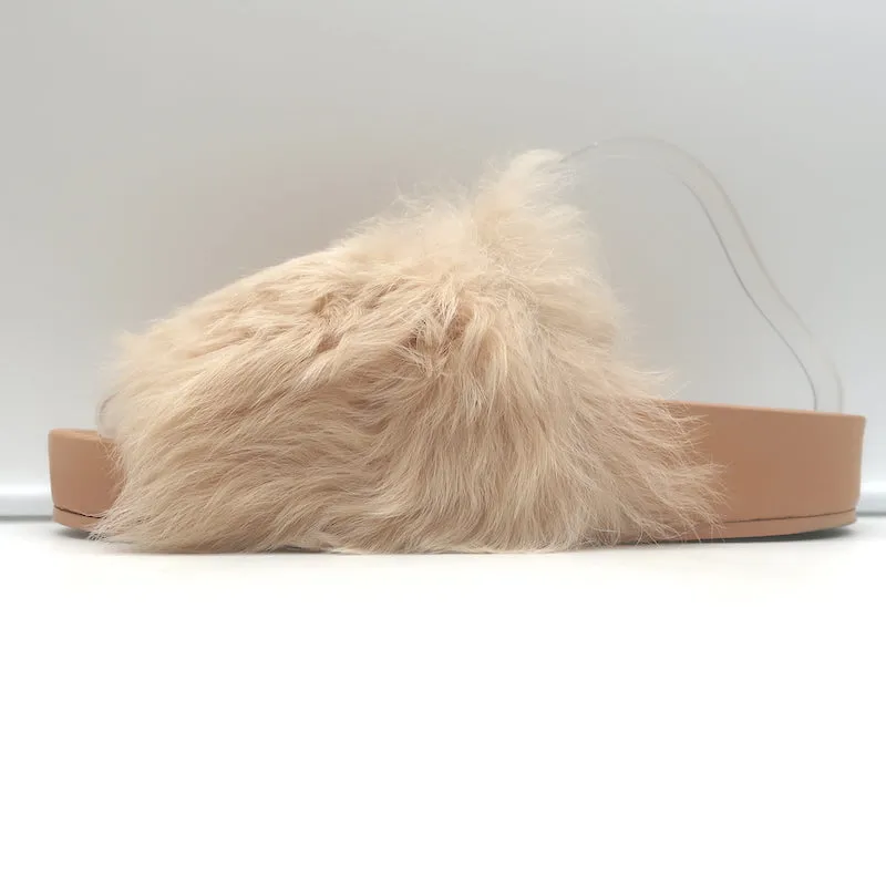 Jil Sander Toscana Shearling Slide Sandalen in Nude Größe 39