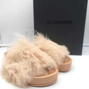 Jil Sander Toscana Shearling Slide Sandalen in Nude Größe 39