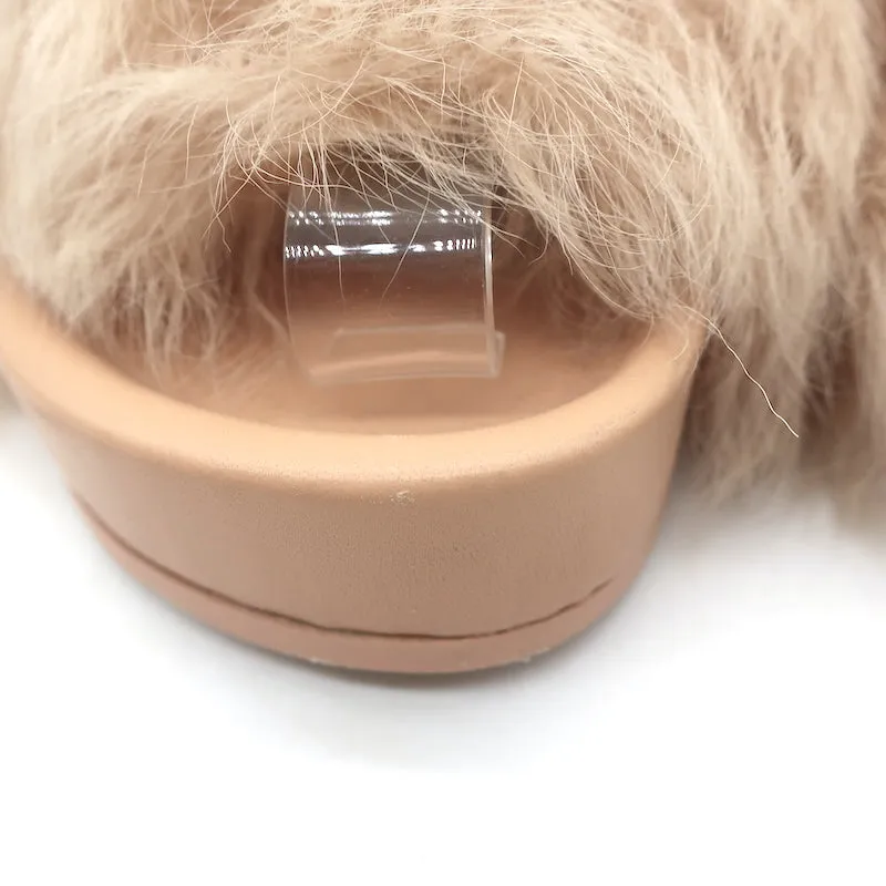 Jil Sander Toscana Shearling Slide Sandalen in Nude Größe 39